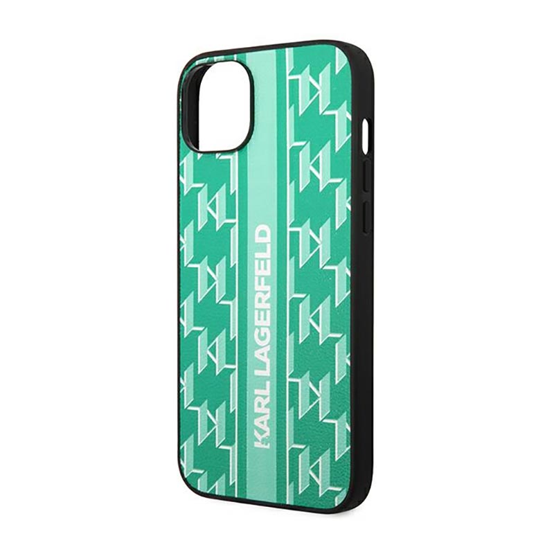 Karl Lagerfeld Monogram Stripe - Etui iPhone 14 Plus (zielony)