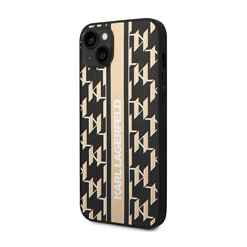 Karl Lagerfeld Monogram Stripe - Etui iPhone 14 Plus (brązowy)