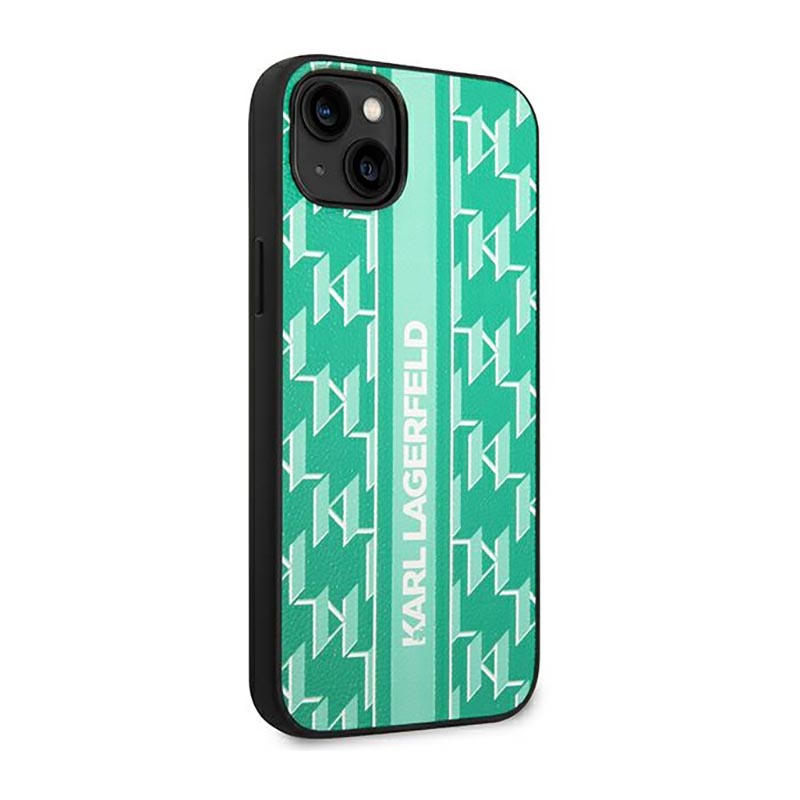 Karl Lagerfeld Monogram Stripe - Etui iPhone 14 (zielony)