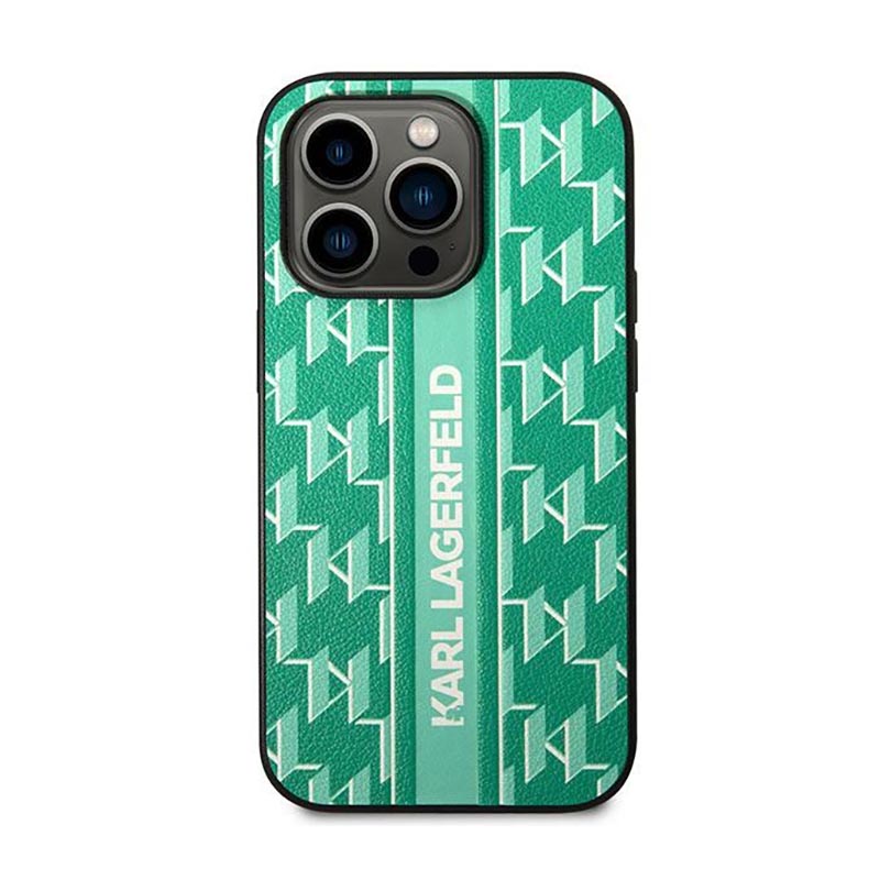Karl Lagerfeld Monogram Stripe - Etui iPhone 14 Pro Max (zielony)