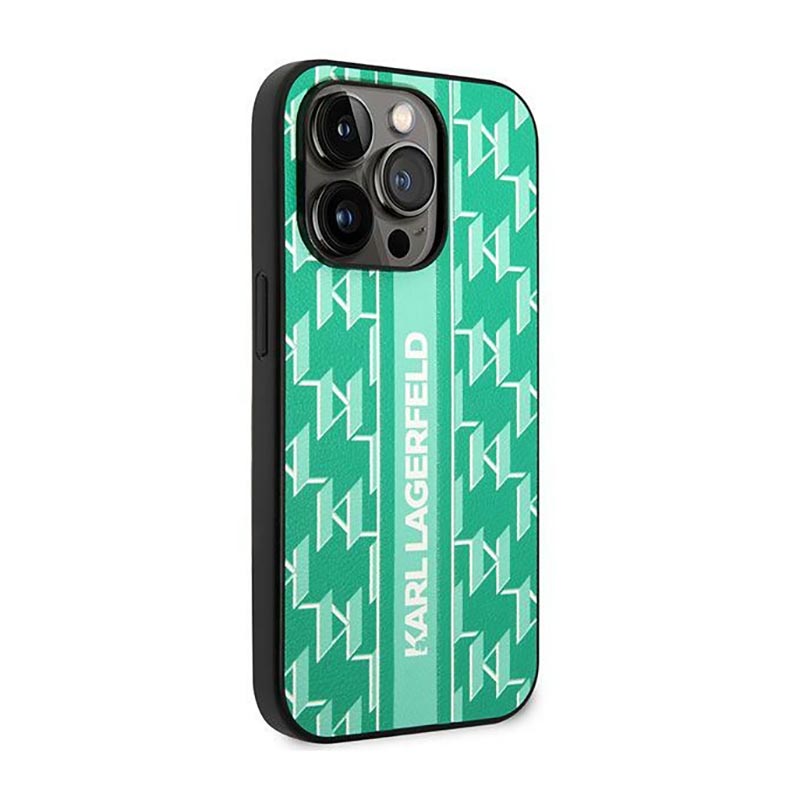 Karl Lagerfeld Monogram Stripe - Etui iPhone 14 Pro Max (zielony)