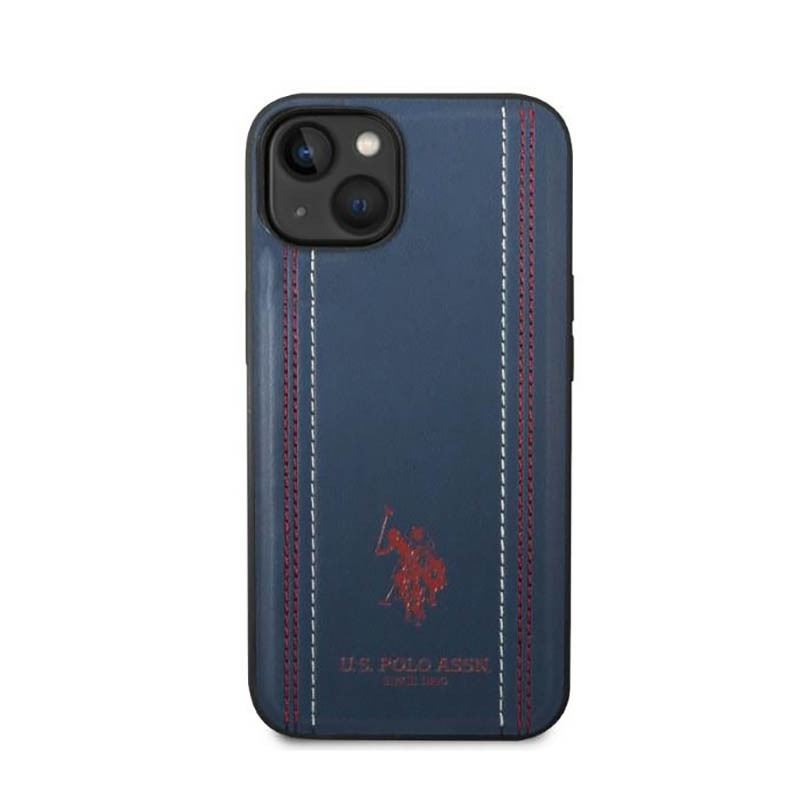 US Polo Assn Leather Stitch - Etui iPhone 14 Plus (granatowy)