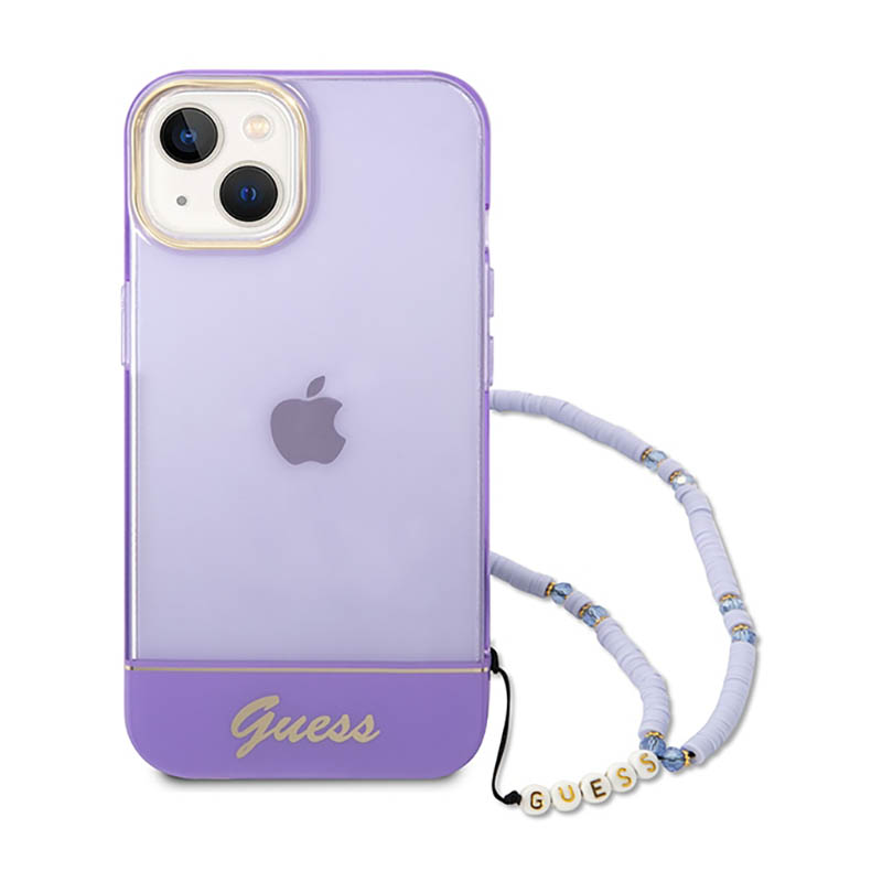 Guess Translucent Pearl Strap - Etui iPhone 14 (fioletowy)