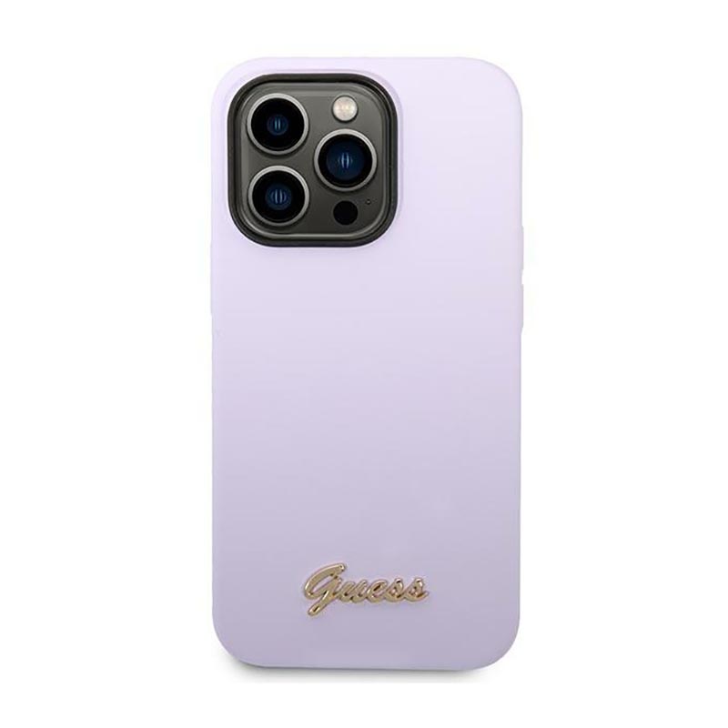 Guess Silicone Vintage - Etui iPhone 14 Pro (fioletowy)