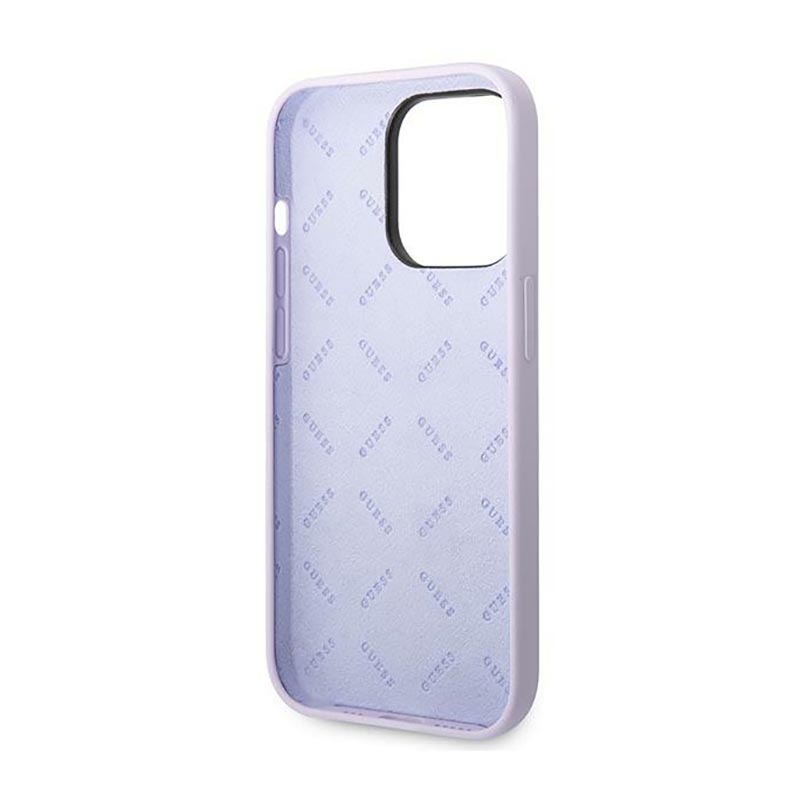 Guess Silicone Vintage - Etui iPhone 14 Pro (fioletowy)