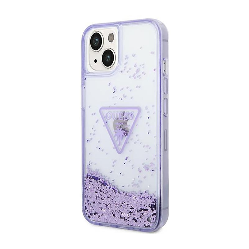 Guess Liquid Glitter Triangle Logo Case – Etui iPhone 14 Plus (fioletowy)
