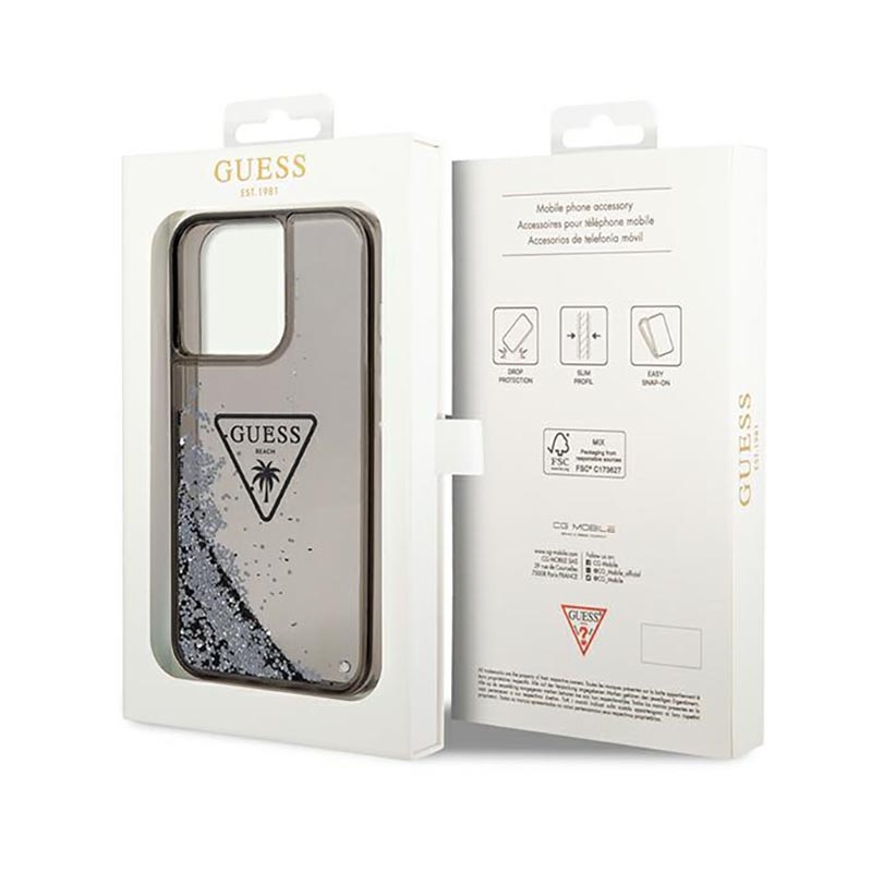 Guess Liquid Glitter Triangle Logo Case – Etui iPhone 14 Pro Max (czarny)