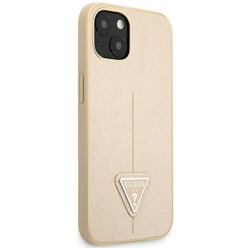 Guess Saffiano Triangle Logo Case - Etui iPhone 14 Plus (beżowy)