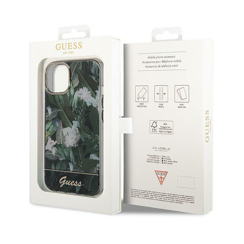 Guess Jungle Case - Etui iPhone 14 Plus (zielony)