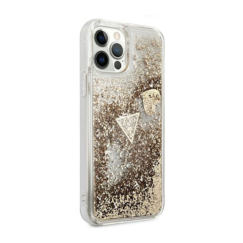 Guess Liquid Glitter Charms - Etui iPhone 12 / iPhone 12 Pro (złoty)