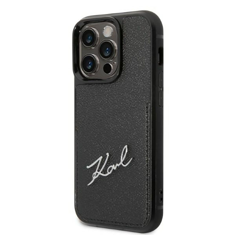 Karl Lagerfeld Signature Logo Cardslot - Etui iPhone 14 Pro (czarny)