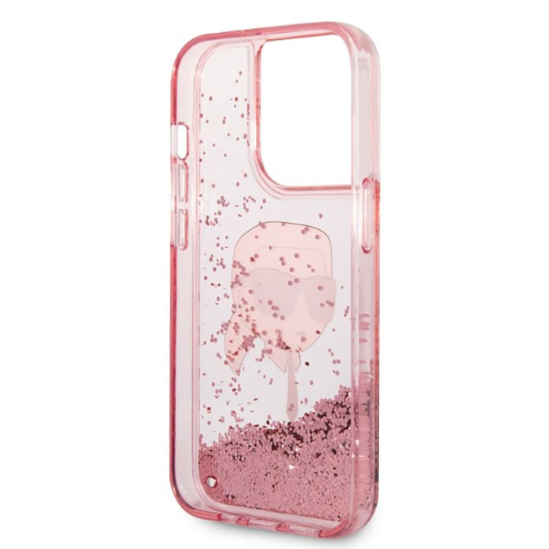 Karl Lagerfeld Liquid Glitter NFT Karl's Head - Etui iPhone 14 Pro (różowy)