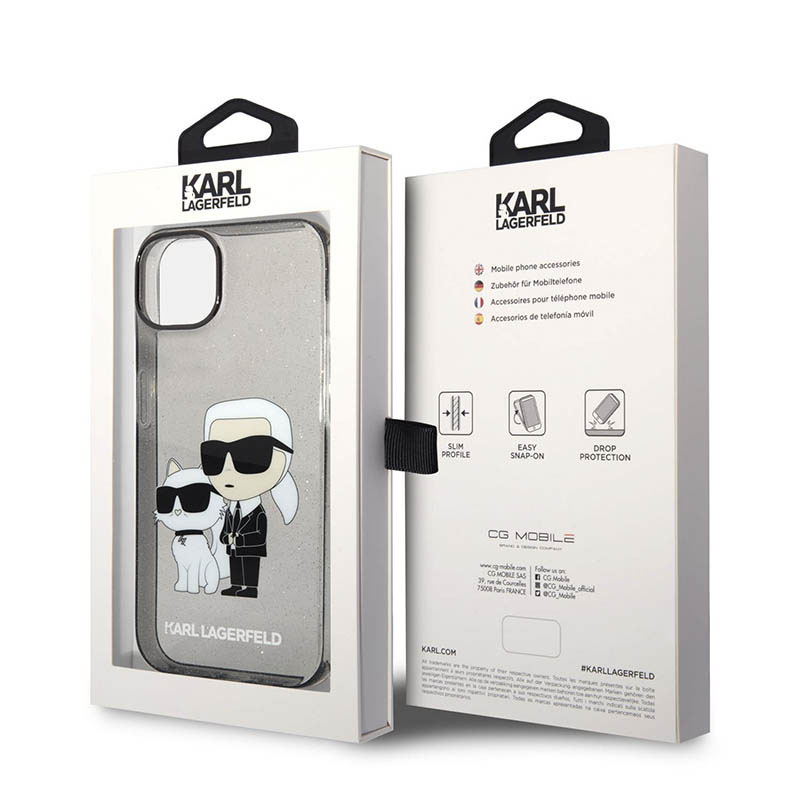 Karl Lagerfeld IML Glitter NFT Karl & Choupette - Etui iPhone 14 (czarny)