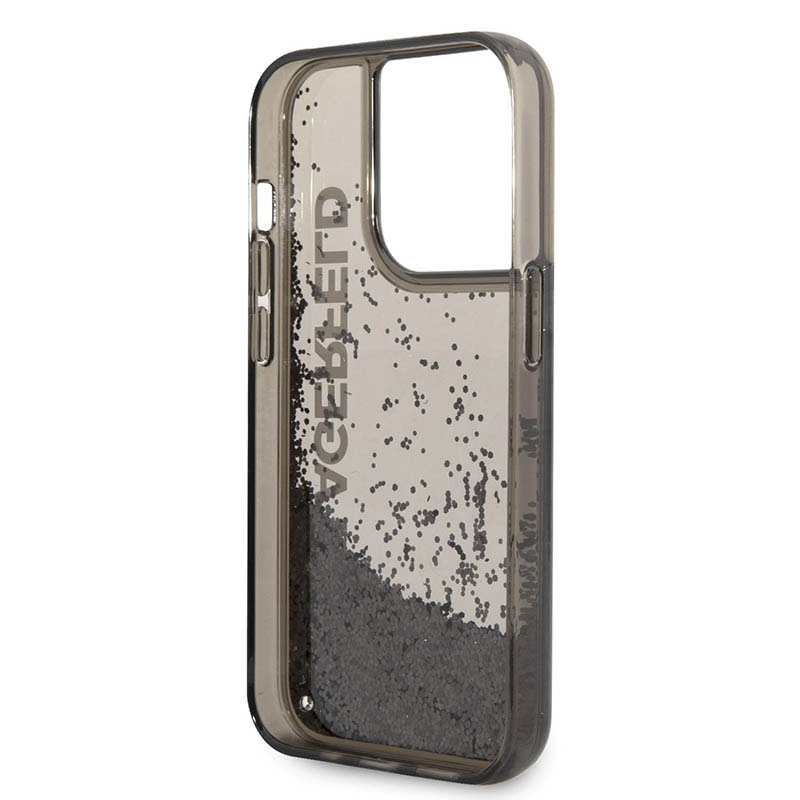 Karl Lagerfeld Liquid Glitter Translucent Elongated Logo Case – Etui iPhone 14 Pro Max (czarny)
