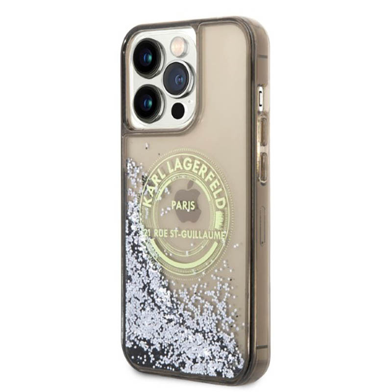 Karl Lagerfeld Liquid Glitter Round RSG Logo Case - Etui iPhone 14 Pro Max (czarny)