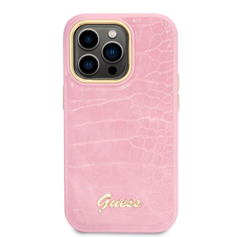 Guess Croco Collection - Etui iPhone 14 Pro (różowy)