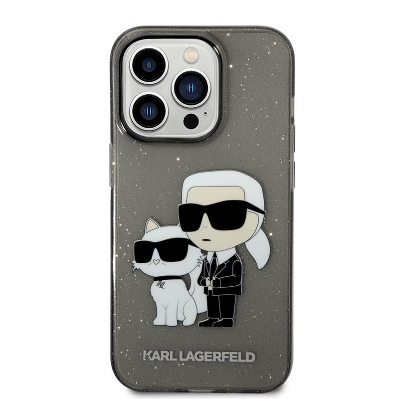 Karl Lagerfeld IML Glitter NFT Karl & Choupette - Etui iPhone 14 Pro (czarny)