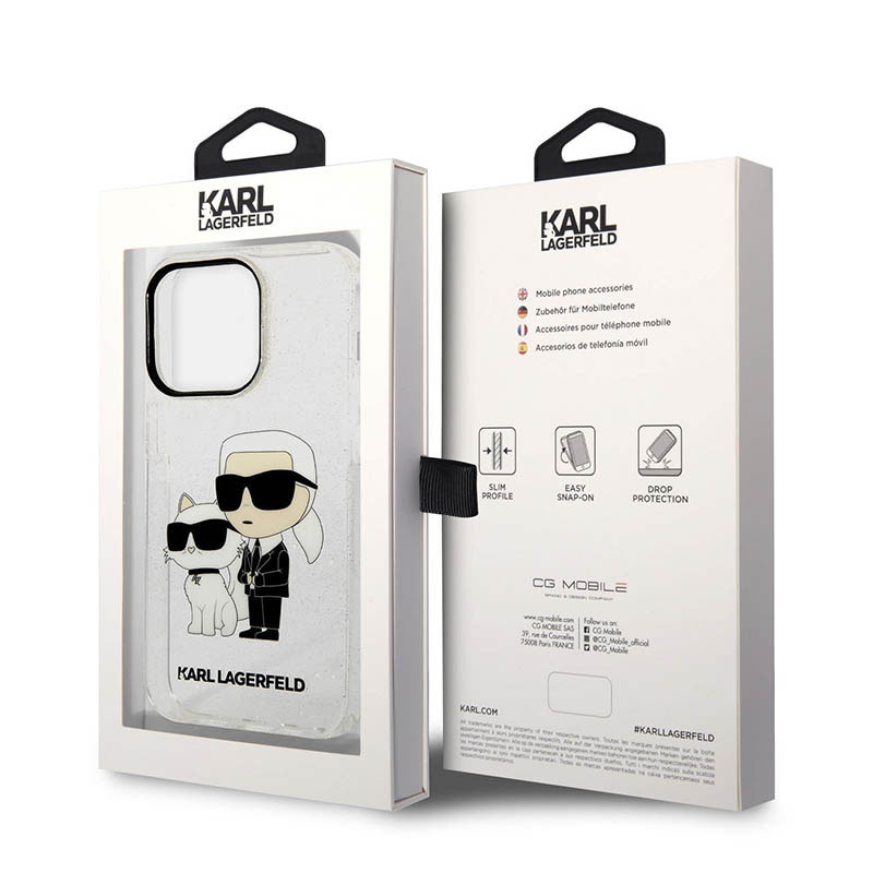 Karl Lagerfeld IML Glitter NFT Karl & Choupette - Etui iPhone 14 Pro Max (przezroczysty)