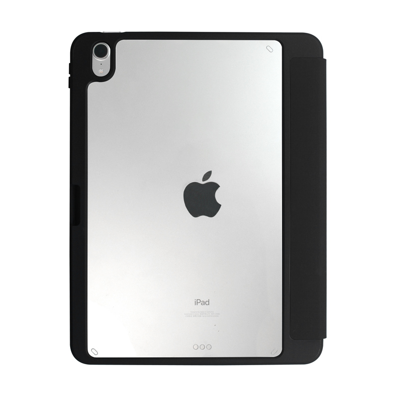 Crong PrimeFolio – Etui iPad 10.9” (2022) z podstawką i schowkiem na Apple Pencil (czarny/przezroczysty)