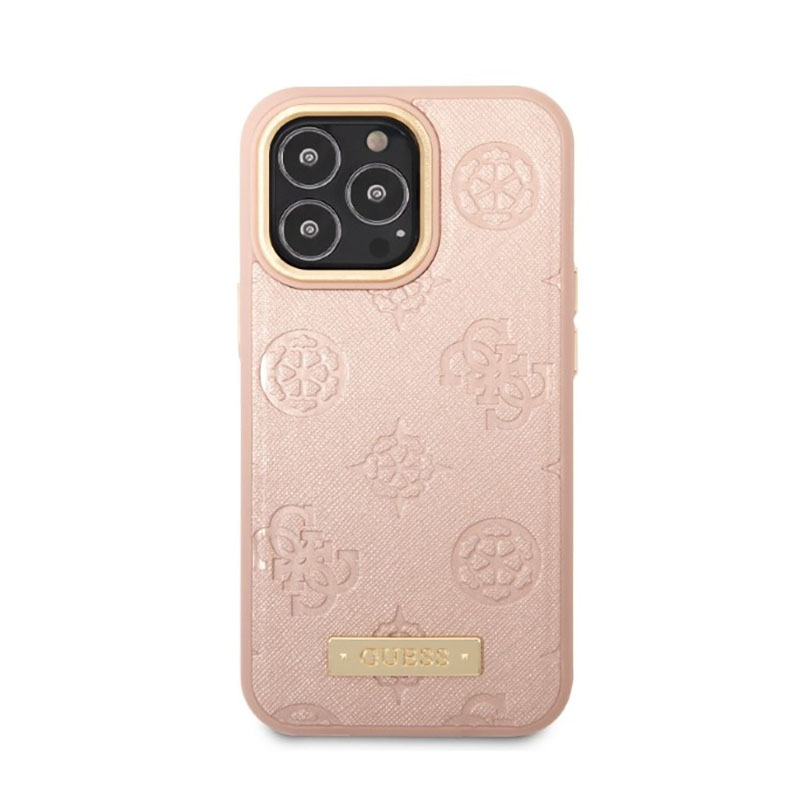 Guess Peony Logo Plate MagSafe - Etui iPhone 13 Pro Max (różowy)