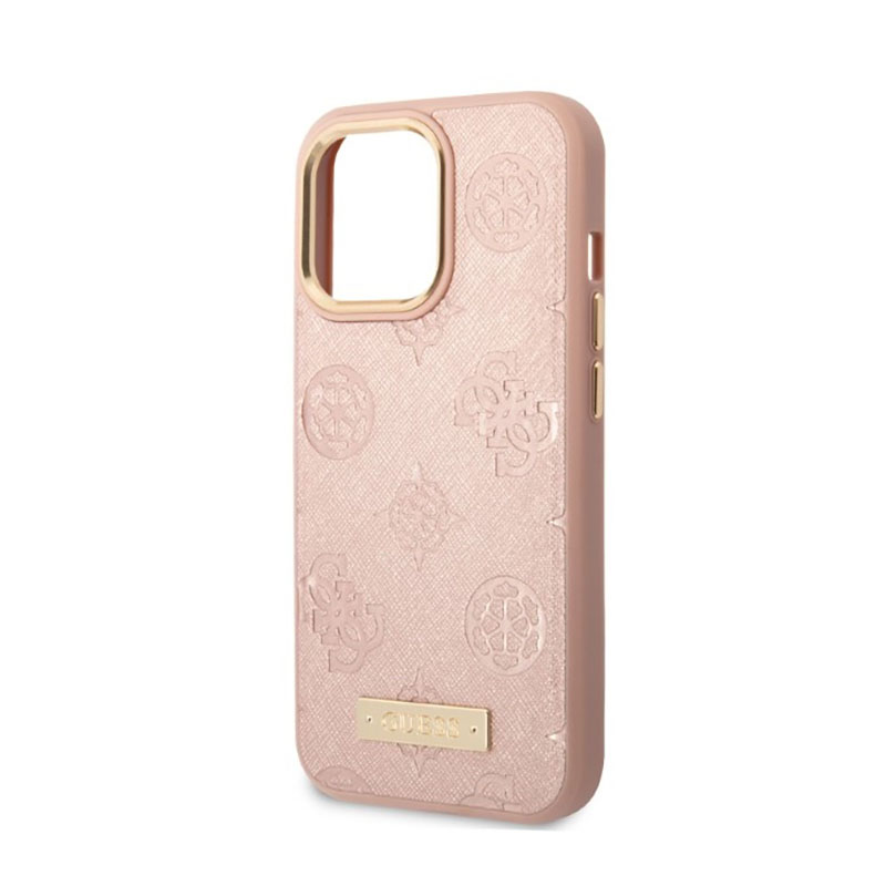 Guess Peony Logo Plate MagSafe - Etui iPhone 13 Pro Max (różowy)