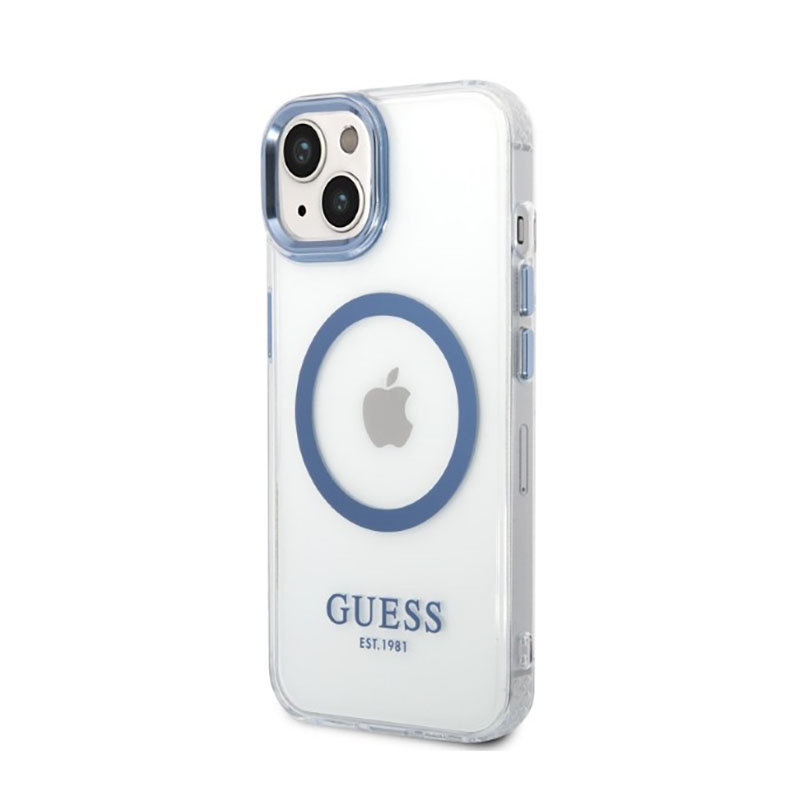 Guess Metal Outline Magsafe - Etui iPhone 14 Plus (przezroczysty / niebieski)