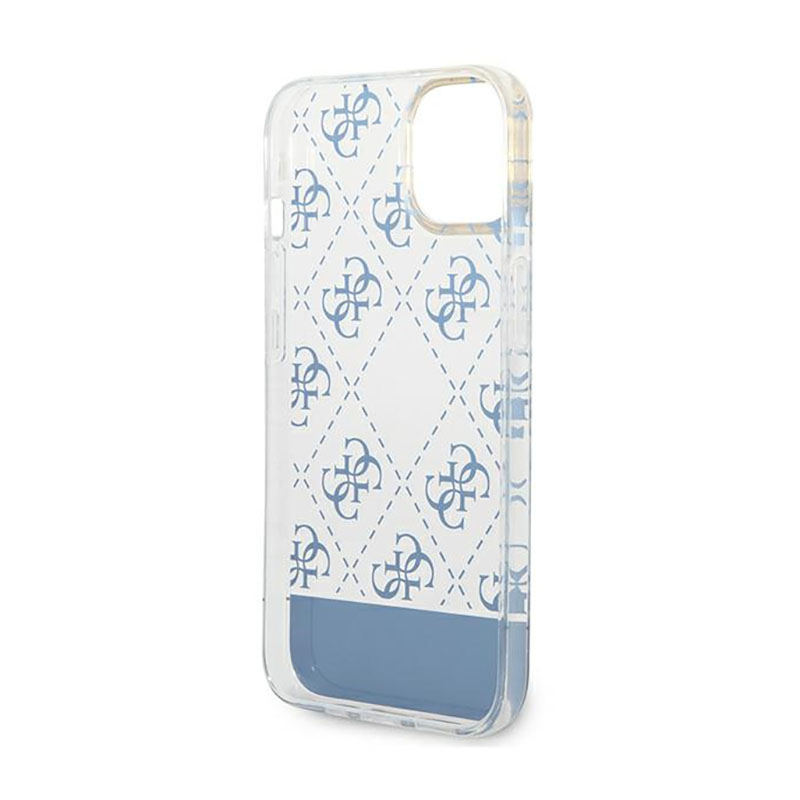 Guess 4G Stripe Script Logo Electroplated Pattern – Etui iPhone 14 (niebieski)