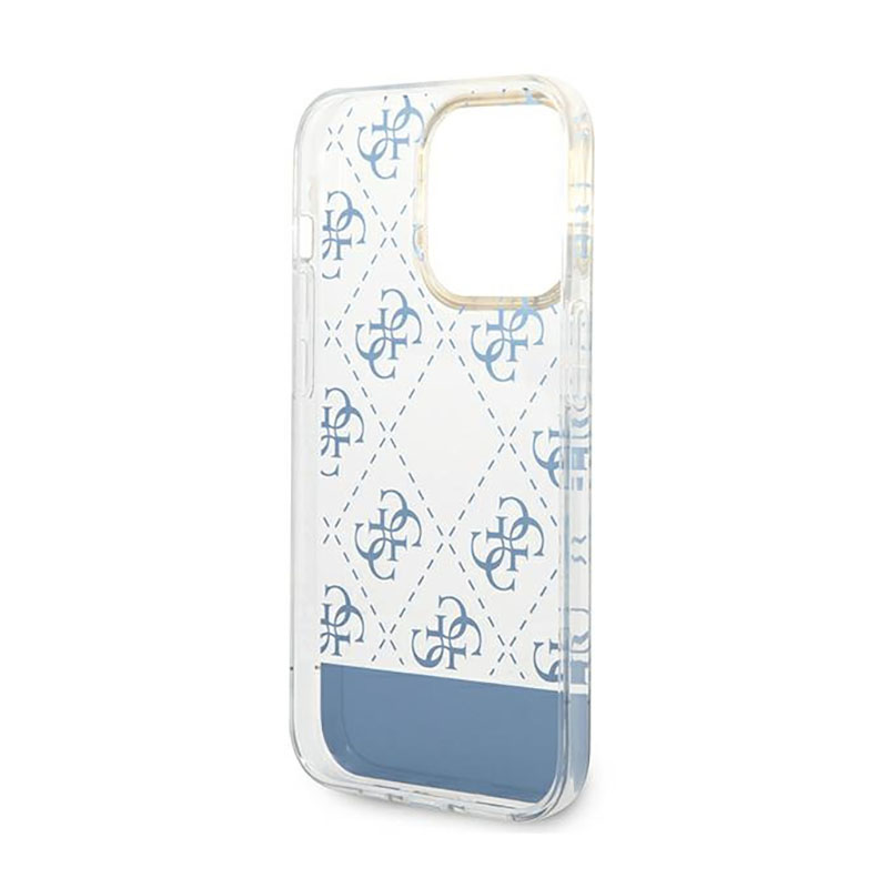 Guess 4G Stripe Script Logo Electroplated Pattern – Etui iPhone 14 Pro Max (niebieski)