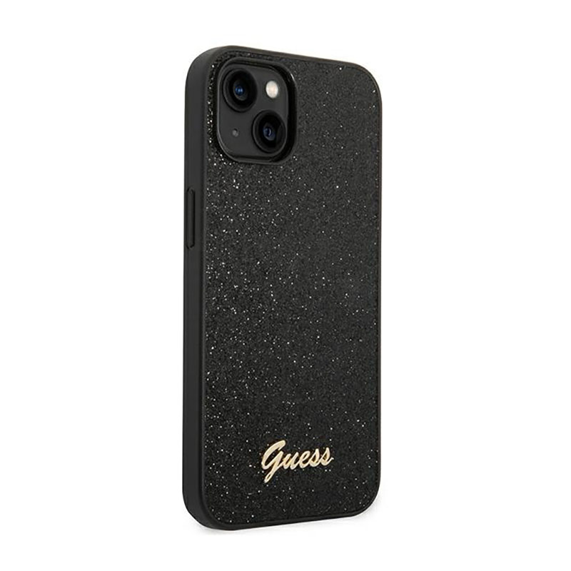 Guess Glitter Flakes Metal Logo Case – Etui iPhone 14 Plus (czarny)