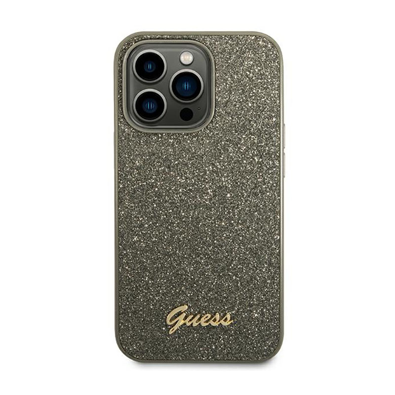 Guess Glitter Flakes Metal Logo Case – Etui iPhone 14 Pro Max (zielony)