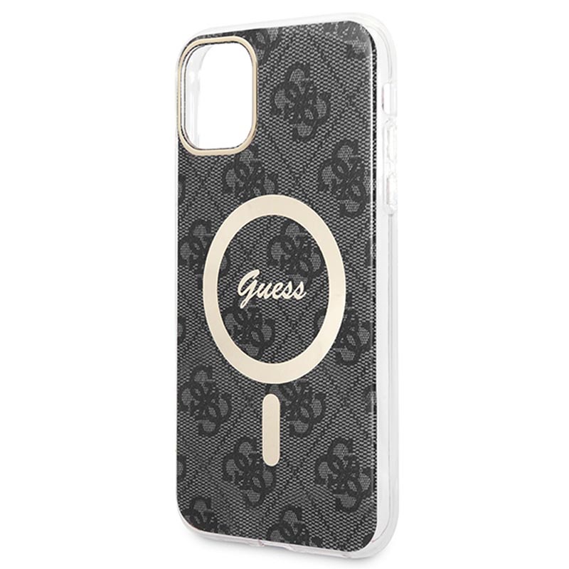 Guess Bundle Pack MagSafe 4G - Zestaw etui + ładowarka MagSafe iPhone 11 (czarny/złoty)
