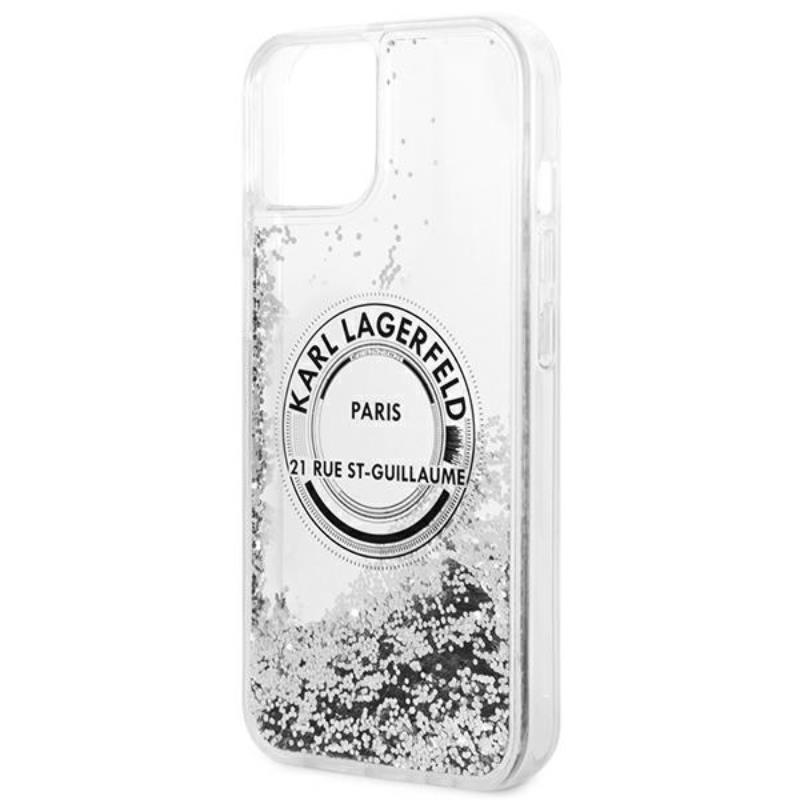 Karl Lagerfeld Liquid Glitter Round RSG Logo Case – Etui iPhone 14 Plus (srebrny)