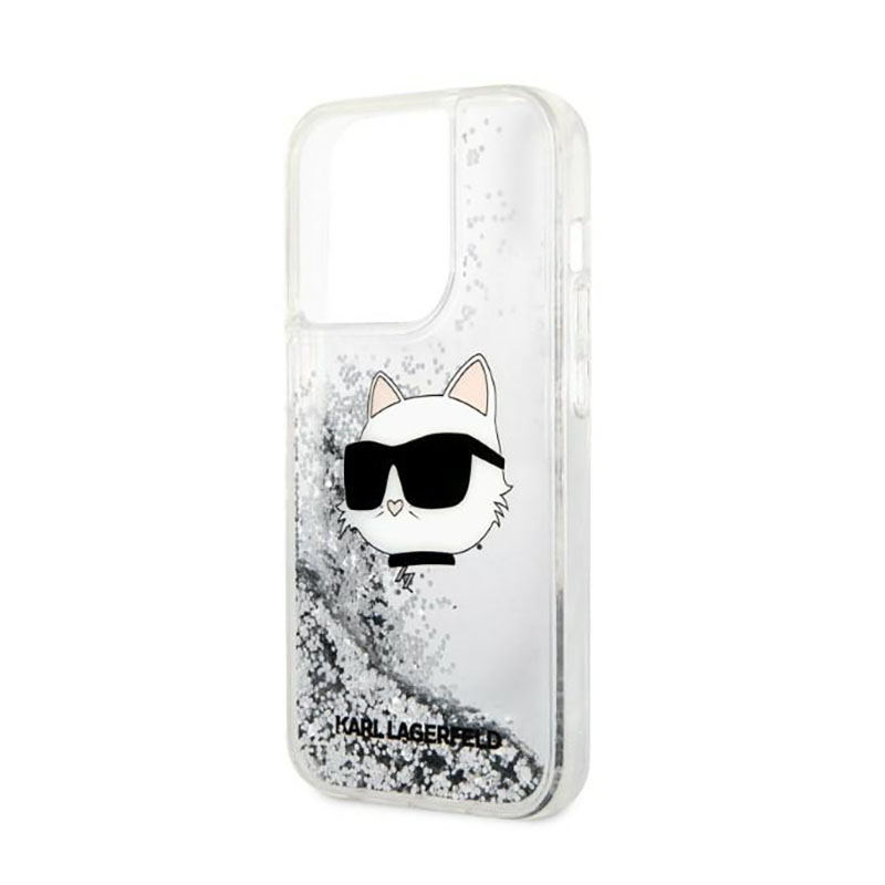 Karl Lagerfeld Liquid Glitter NFT Choupette Head - Etui iPhone 14 Pro Max (srebrny)