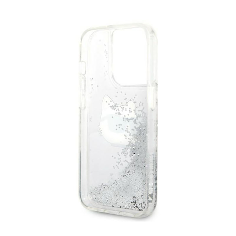 Karl Lagerfeld Liquid Glitter NFT Choupette Head - Etui iPhone 14 Pro Max (srebrny)