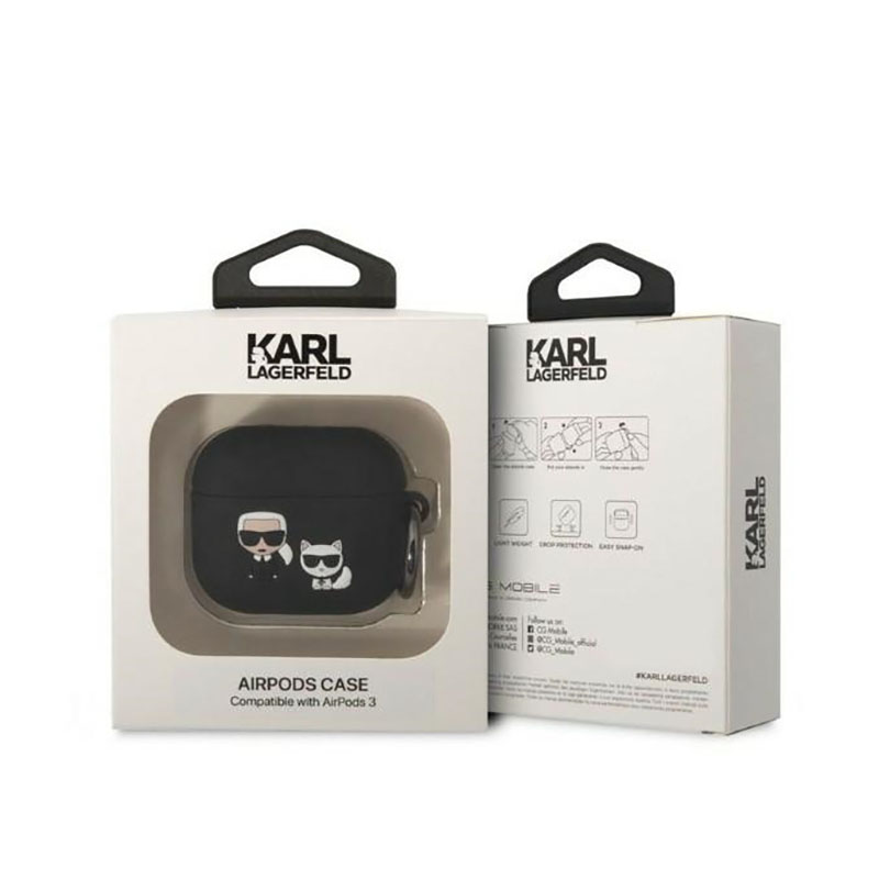 Karl Lagerfeld Silicone Karl & Choupette - Etui AirPods 3 (czarny)