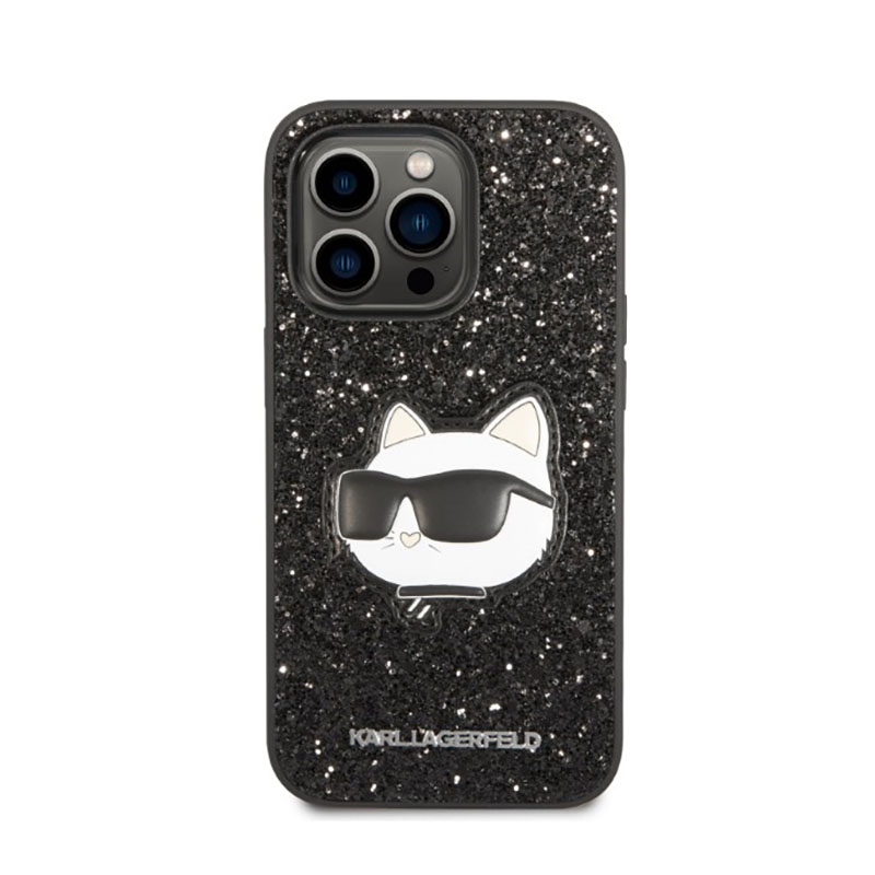 Karl Lagerfeld NFT Glitter Choupette Patch - Etui iPhone 14 Pro (czarny)