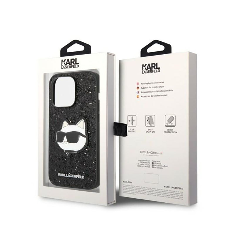 Karl Lagerfeld NFT Glitter Choupette Patch - Etui iPhone 14 Pro (czarny)