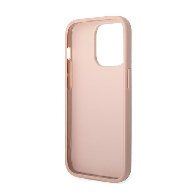 Guess Saffiano Metal Logo Stripes - Etui iPhone 14 Pro (różowy)