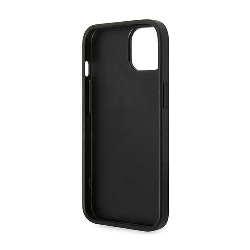 Guess Saffiano Metal Logo Stripes - Etui iPhone 14 Plus (czarny)