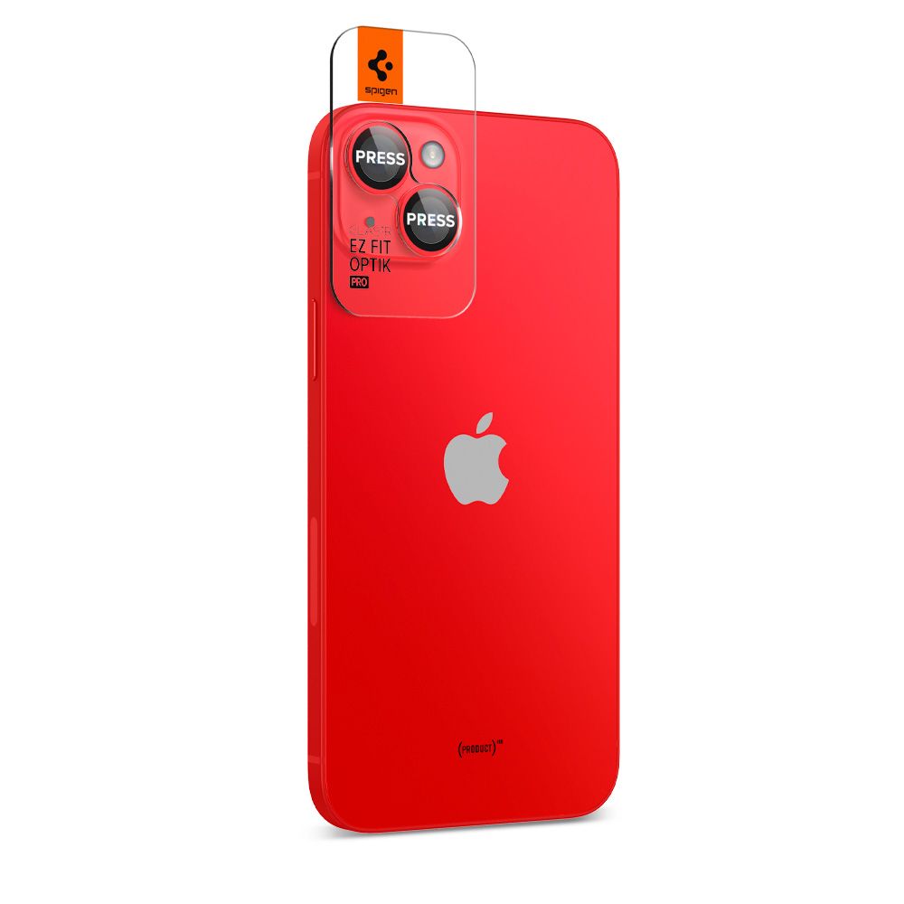 Spigen Optik.TR Camera Lens Protector 2-Pack - Szkło ochronne na obiektyw do Apple iPhone 15 / 15 Plus Plus / iPhone 14 / iPhone 14 Plus (2 szt) (czerwony)