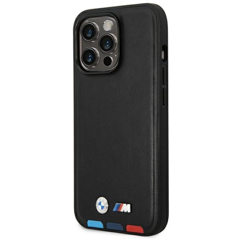 BMW Leather Hot Stamp Tricolor – Etui iPhone 14 Pro Max (Czarny)