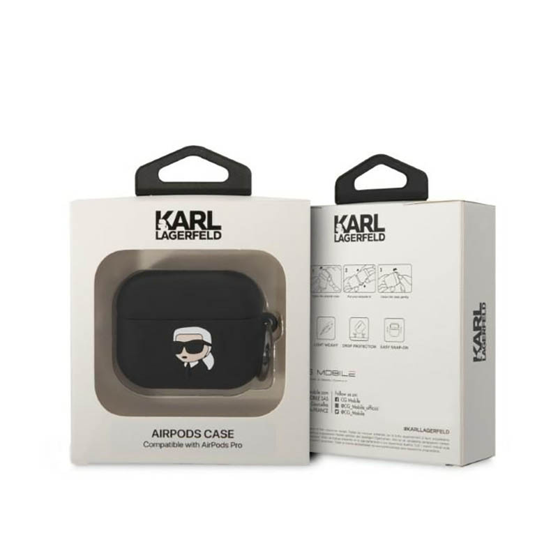Karl Lagerfeld Silicone NFT Karl Head 3D - Etui AirPods Pro (czarny)