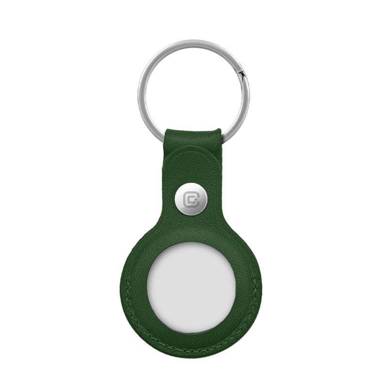 Crong Leather Case with Key Ring – Skórzane etui ochronne brelok do Apple AirTag (zielony)