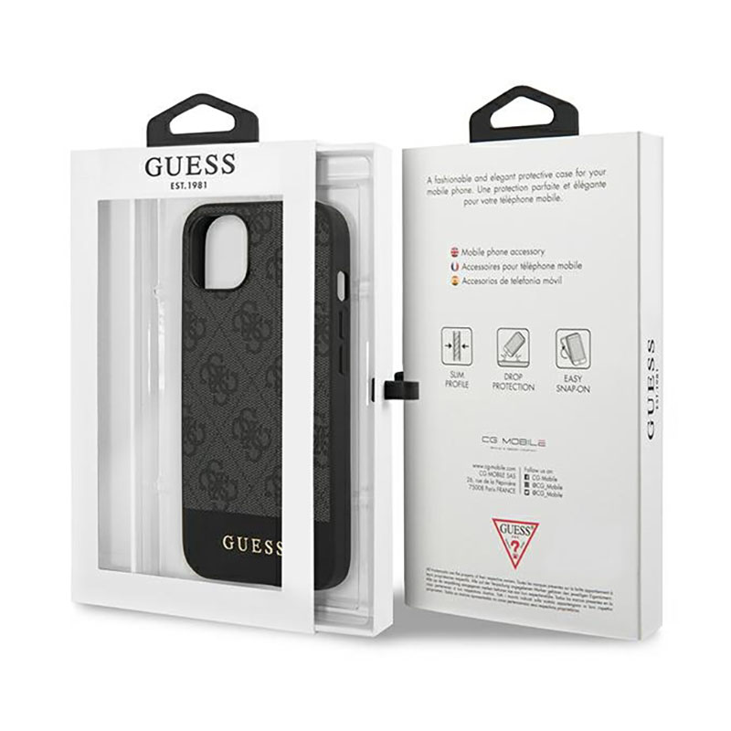Guess 4G Bottom Stripe Collection - Etui iPhone 13 (szary)