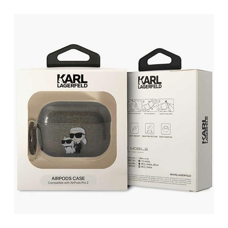Karl Lagerfeld Glitter NFT Karl & Choupette - Etui AirPods Pro 2 (czarny)