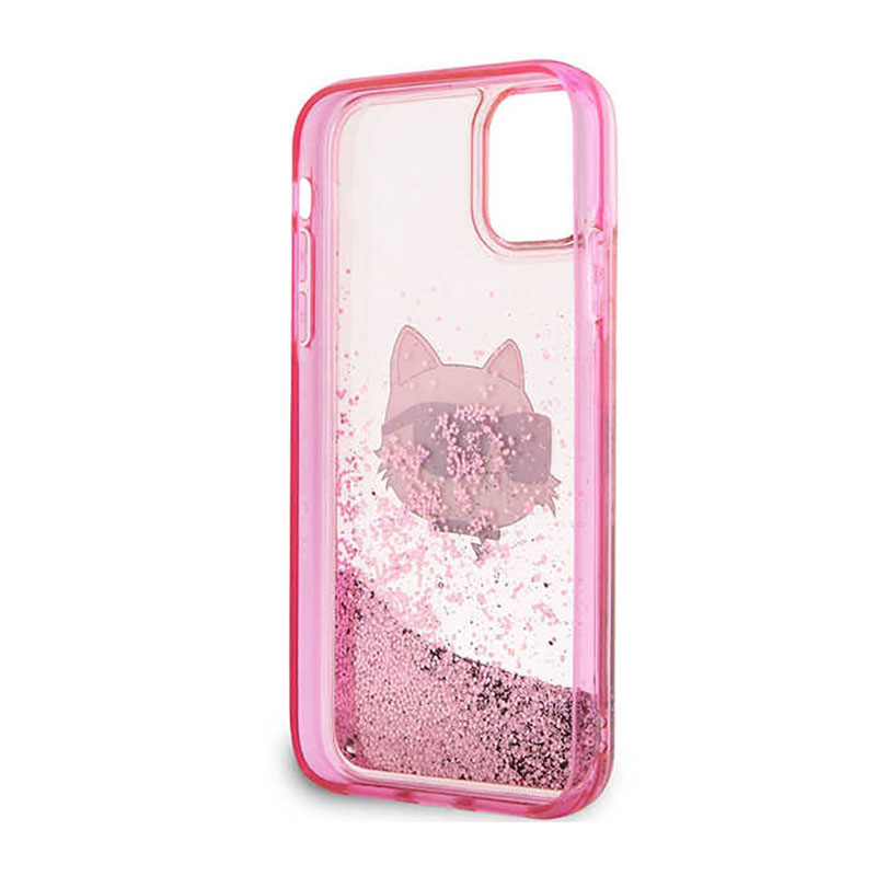 Karl Lagerfeld Liquid Glitter NFT Choupette Head - Etui iPhone 11 (różowy)