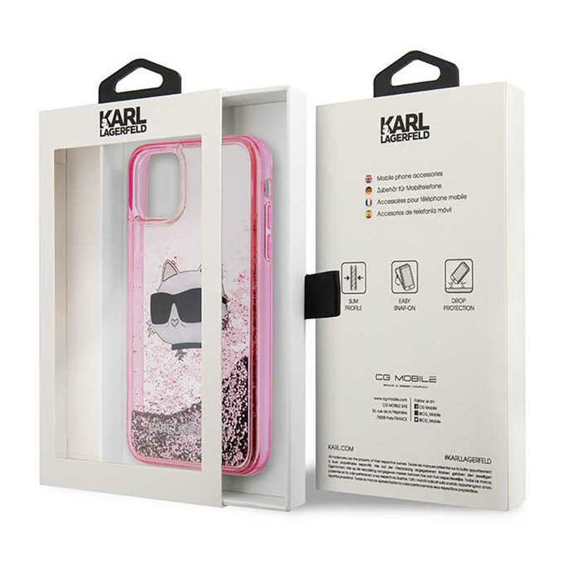 Karl Lagerfeld Liquid Glitter NFT Choupette Head - Etui iPhone 11 (różowy)