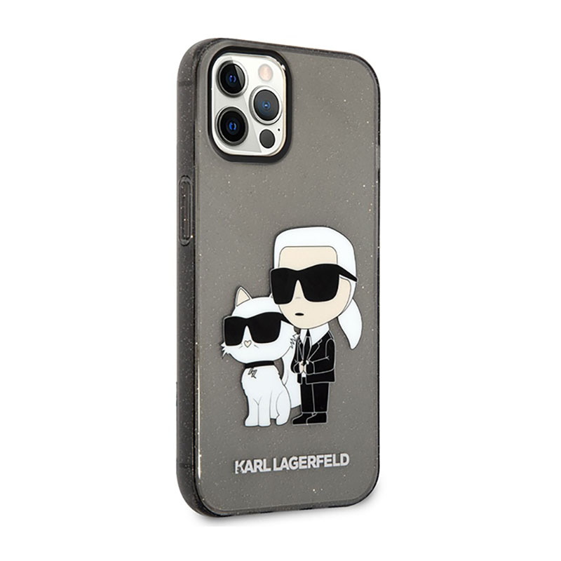 Karl Lagerfeld IML Glitter NFT Karl & Choupette - Etui iPhone 12 / iPhone 12 Pro (czarny)