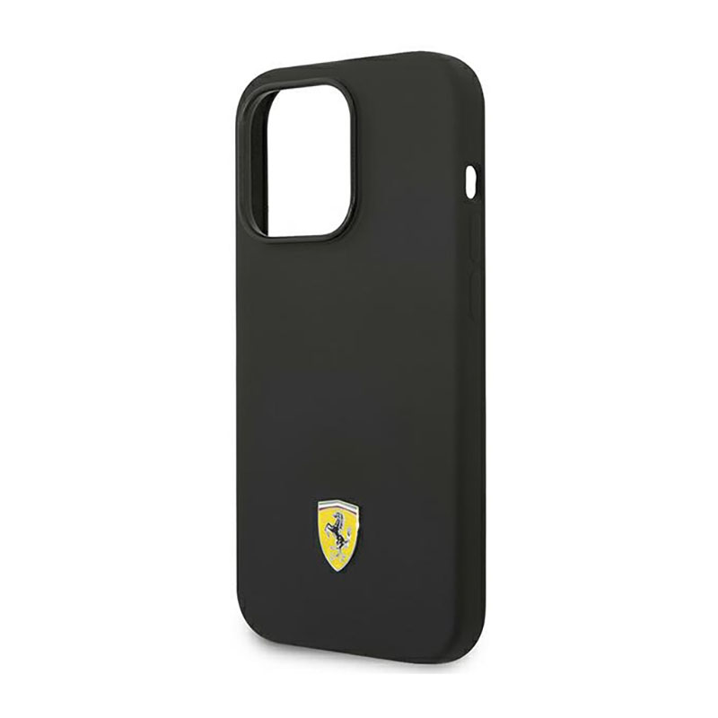 Ferrari Liquid Silicone Case Metal Logo MagSafe – Etui iPhone 14 Pro Max (Czarny)