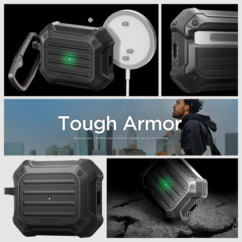 Spigen Tough Armor MagSafe - Etui do Apple AirPods Pro 1 / 2 (Czarny)